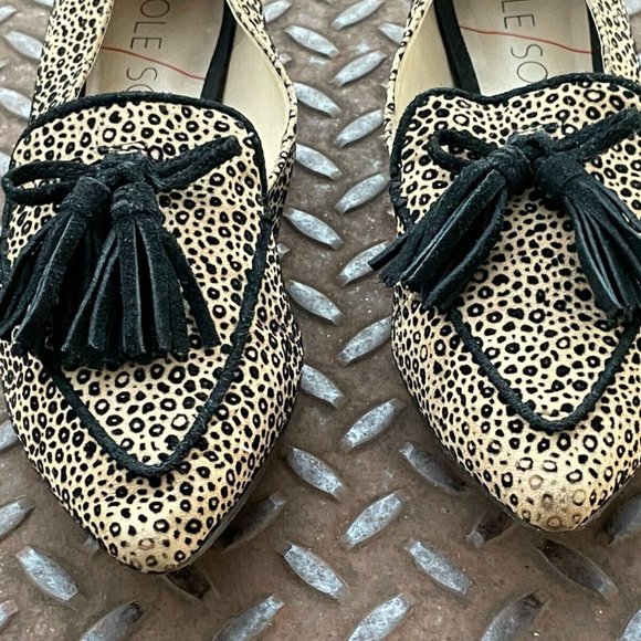 Sole Society Flat Loafer Shoes HADLEE Tassel Leather/Textile Size 38.5 - Picture 2 of 9